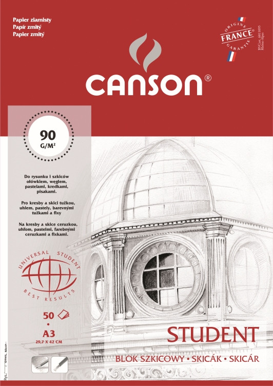 Szkicownik Canson Student A3/50k 90g ziarnisty